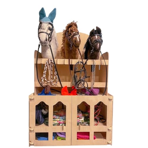 KHT ARIA SHOP | Hobby Horse |Stall für 3 Hobby-Pferde | Pferdestall und Sattlerei für Steckenpferde