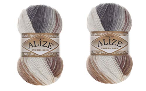 Alize Angora Gold Batik Garn 20% Wolle 80% Acryl Lot of 2skn 200gr 1204yds Thread Crochet Lace Hand Knitting Turkish Yarn (5742)
