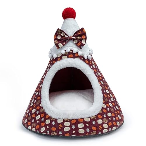 Weihnachtsbaumförmiges Katzenhöhlenbettzelt für kleine bis große Katzen im Innenbereich maschinenwaschbar ultraweiches Kissen rutschfest warmes Katzenzelt