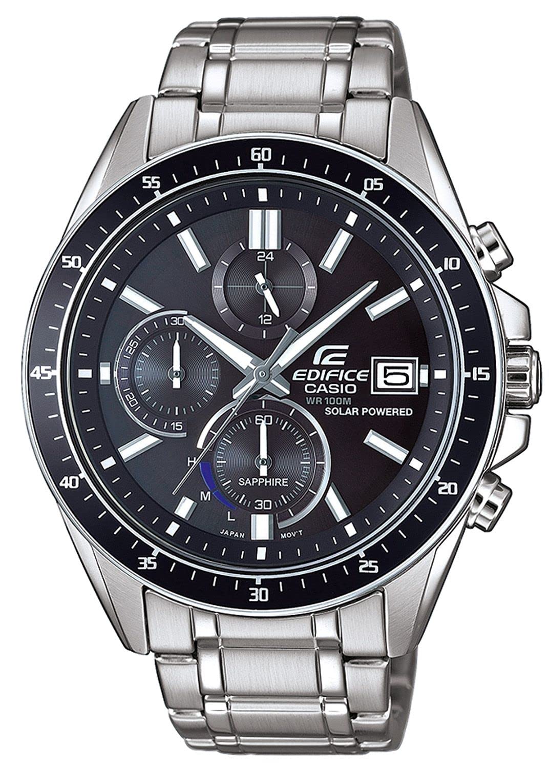 CASIO Herren Chronograph Solar Uhr mit Edelstahl Armband EFS-S510D-1AVUEF, Silber