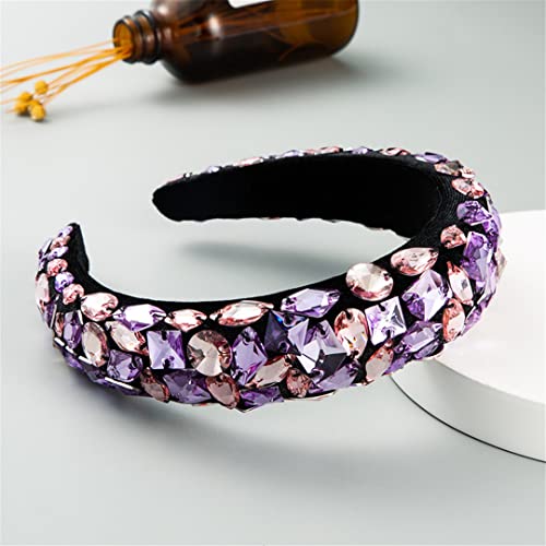 Barock Handgemachte Perlen Perlen Edelstein Haarbänder Haarschmuck Haarschleifen Blume Krone Stirnbänder Für Frauen 6 Lila