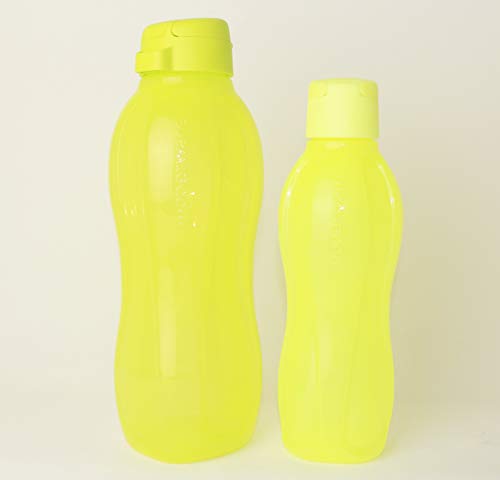 TW TUPPERWARE Trinkflasche EcoEasy 1x 1,5L Limette Clip + 1x 750ml Neongelb mit Clip Flasche + Ausstecher Orange Ei