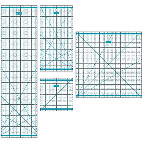 SEMPLIX Patchwork Lineal Set Inch (6x6 inch, 12x6 inch, 24x6,5 inch, 12,5x12,5 inch) (türkis)