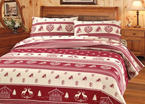 BIANCHERIAWEB Bettbezug für Einzelbett 155 x 200 cm, Muster Tirolo, Bettbezug 100% Baumwolle, hergestellt in Italien, Bettwäsche für Einzelbett mit Bettbezug und 1 Kissenbezug