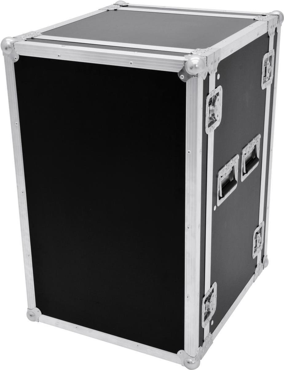 Roadinger Rack Profi, 18 HE, 45 cm Einbautiefe | PRO Flightcase für 483-mm-Geräte (19") | 2 abnehmbare Deckel | 9 mm mehrschichtig verleimtem Birkenmultiplexholz, dunkelbraun laminiert