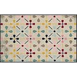 Salonloewe Riki Fußmatte waschbar 075 x 120 cm Fußabtreter Küchen-Läufer Wohn-Teppich beige-bunt Design-Muster
