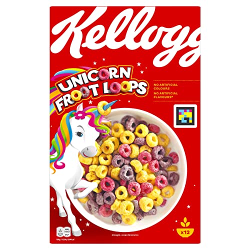 Kellogg's Froot Loops Frühstückscerealien (6 x 375 g) – bunte Kringel aus Weizen, Hafer und Mais mit Fruchtgeschmack – ohne künstliche Farb- und Aromastoffe