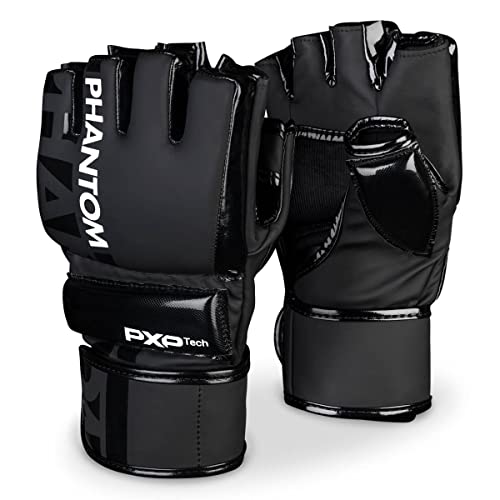 Phantom MMA Handschuhe APEX Hybrid | Profi Gloves für Fight, Sparring, Boxen, Freefight (S/M - Hybrid Schwarz)