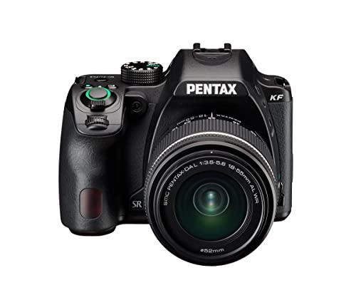 PENTAX KF APS-C digitales SLR-Kamerakit mit 18-55 mm WR Zoomobjektiv, staubdicht, wetterfest, Vario-LCD-Display, schwarz