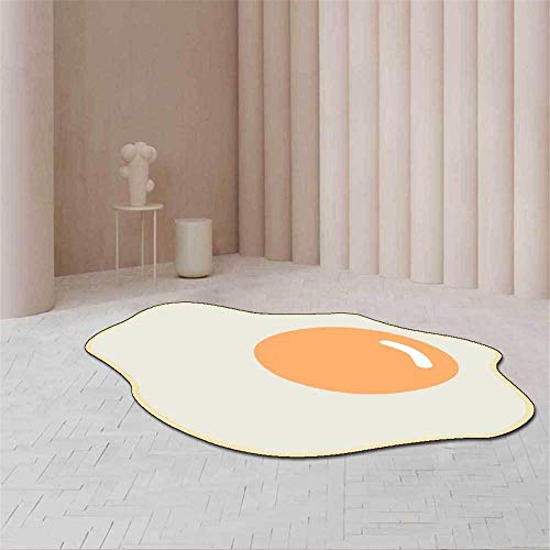 Moderner schicker Teppich Mode Spiegelei Eier Muster Weicher Teppich, für Wohnzimmer Schlafzimmer Garderobe Küche Nacht Kinderzimmer Stuhl Matte Weiß/Gelb-60 * 90CM