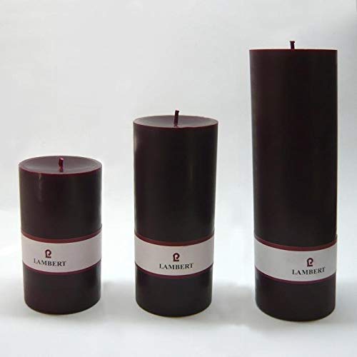 Lambert Kerze rund durchgefärbt dunkelrot, H 18 cm, D 8 cm 39568