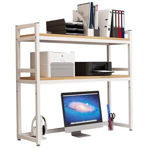 Kamnik 2-stufiges Desktop-Bücherregal für Computertisch – Mehrzweck-Bücherregal auf Arbeitsplatte, verstellbares Schreibtisch-Organizer-Rack, schmiedeeisernes Schreibtisch-Aufbewahrungsregal, für B