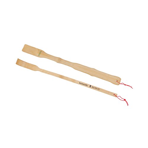 BambooMN 1 x 43,2 cm langer Bambus-Schuhlöffel mit Griff und 1 gratis Rückenkratzer in Reisegröße.