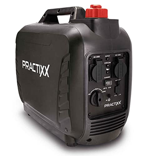 Practixx by Scheppach Benzin Stromerzeuger Inverter | 2000W | 2x 230V Steckdosen / 2x USB Typ A | 64,1dB Lautstärke | 3PS Notstromaggregat für sensibler Elektronik | Stromgenerator PX-SE-2000