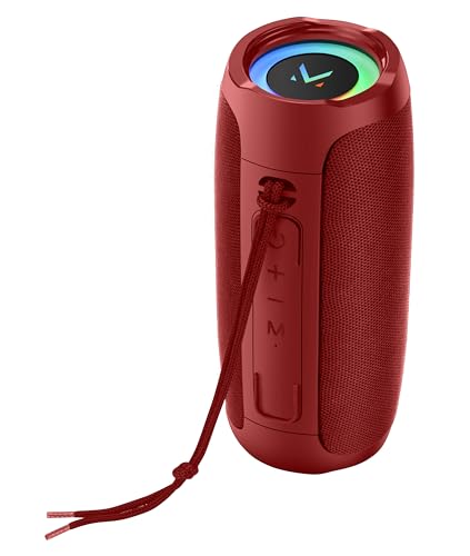 Majestic Flash Bluetooth-Lautsprecher, LED-Lichter, Mehrfarbig, USB/MicroSD/AUX-Eingänge, wiederaufladbarer Akku, TWS-Funktion, Rot
