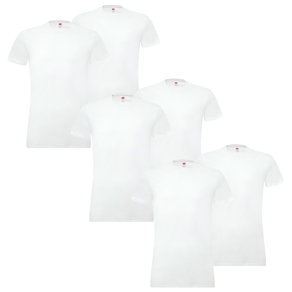 6er Pack Levis Solid Crew T-Shirt Men Herren Unterhemd Rundhals Stretch Cotton