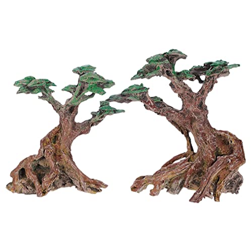 Acahhotxx Aquarium-Dekoration, Bonsai-Bäume, Ornamente für Aquarien, Treibholz, Baumstumpf, realistischer Steingarten, Aquarium, Kunststoff, Süßwasser