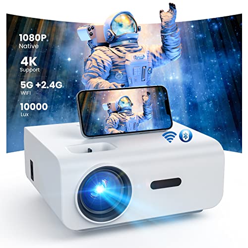 Beamer, 5G WiFi Bluetooth Beamer Full HD, 9500 Lumen Native 1080P Beamer 4K Heimkino Video Beamer 300'' Display