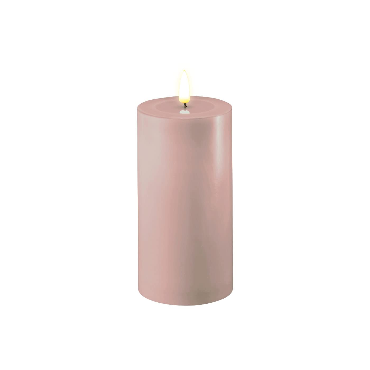LED Kerze Deluxe Homeart, Indoor LED-Kerze mit realistischer Flamme auf einem Echtwachsspiegel, warmweißes Licht - Rose 7,5 x 15 cm