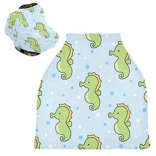 Babyschalen-Baldachin – niedliche Seepferdchen-Stilldecke, atmungsaktiv, für Baby-Mädchen, Kinderwagen-Abdeckung, Babyparty-Geschenk für Jungen und Mädchen