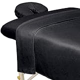 ForPro Premium Mikrofaser 3-teiliges Massageliegen-Set für Massageliegen, inkl. Bettlaken, Spannbetttuch und Spannbettlaken, schwarz