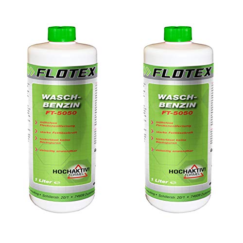 Flotex® - Waschbenzin 2x 1L - Lösungsmittel für Fleckentfernung auf Textil, Kunststoff, Oberflächen & Arbeitsgeräten - Waschbenzin Reinigungsbenzin - Benzin Reiniger
