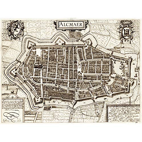 Wee Blue Coo Landkarte, antiker Stadtplan Alkmaar Niederlande Kunstdruck, Leinwanddruck
