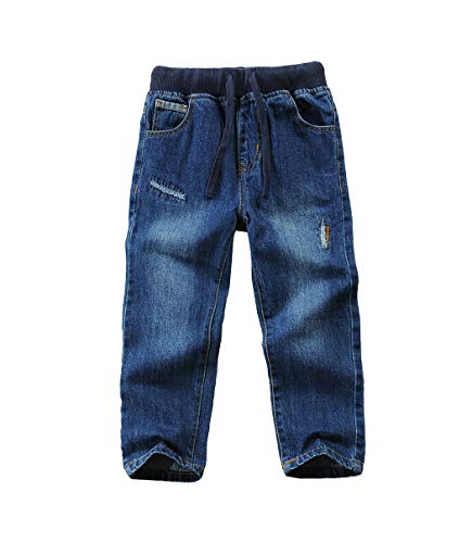 LAUSONS Jungen Jeanshosen Slim Fit Kinder Stretch Denim Jeans mit Gummizug Blau 5 Größe 160