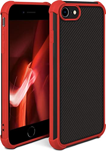 moex Leap Case kompatibel mit iPhone 7/8 / SE (2020/2022) Hülle mit Kameraschutz und Displayschutz, Rundumschutz Handyhülle, Extrem Stoßfeste Schutzhülle, Backcover Hard Case - Feuer Rot
