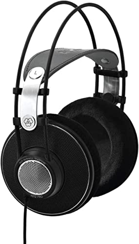 AKG K612PRO Offener Over-Ear-Studiokopfhörer der Premium-Referenzklasse, ausgefeilte offene Technologie, Lederkopfbügel, breites und weites Klangspektrum, komfortables Design - Schwarz
