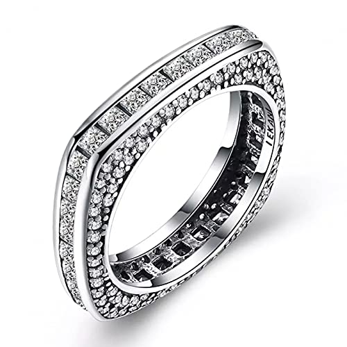 BAJIE Ehering Damen Silber Ring 925 Sterling Silber Zirkonia Quadrat Ring Schmuck