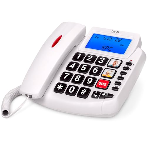 SPC Comfort Volume 2 – Festnetztelefon für Senioren, große Tasten, Lautstärkeverstärker, hörgerätekompatibel, 3 Direktspeicher, Anrufer-ID und Lichtsignal – Weiß