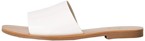 Amazon-Marke: FIND Flat Simple Mule Offene Sandalen, Weiß (White), 37 EU