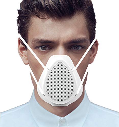 Unisex Elektrische Atemschutzmaske Maske Schutzmaske Waschbar, Aktive Luftversorgung Masken Mundschutz Wiederverwendbare Mund und Nasenschutz mit Ersatzfilter, Tragbarer Respirator Anti-Fog Staubdicht