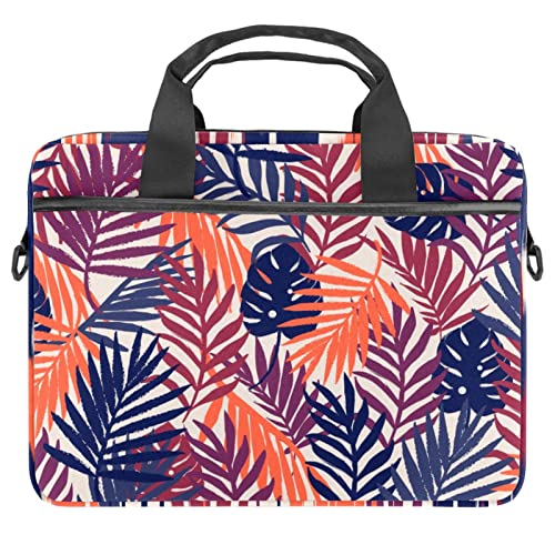 Colorful Palm Leaves Laptop Shoulder Messenger Bag Crossbody Briefcase Messenger Sleeve for 13 13.3 14.5 Inch Laptop Tablet Protect Tote Bag Case, mehrfarbig, 11x14.5x1.2in /28x36.8x3 cm