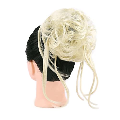 Unordentliches Dutt-Haarteil, Haargummis mit elastischem Haarband für Frauen, unordentliches Dutt-Haarteil, synthetische lange, zerzauste Haarknoten-Erweiterungen, gewelltes Haar, Pferdeschwanz-Haar
