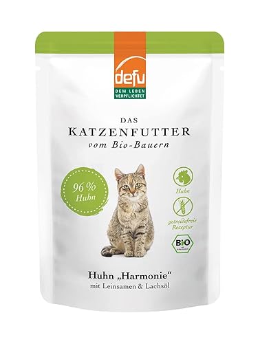 defu Katze | Bio Huhn Harmonie Nassfutter | Premium Bio Katzenfutter | Pate für Katzen (14x85g)