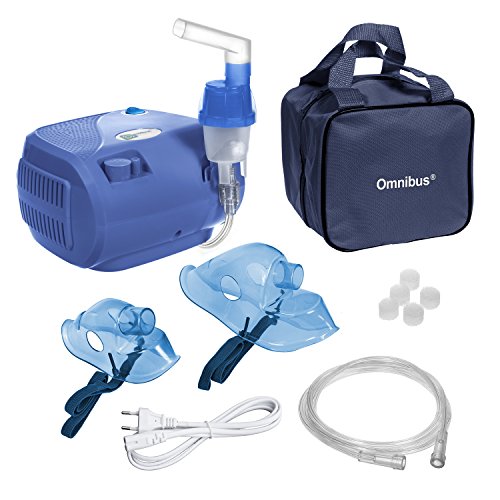 Omnibus BR-CN116B Inhaliergerät Inhalator Aerosol Therapie Vernebler Inhalation Kompressor Maske für Erwachsene und Kinder (Blau)