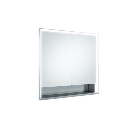Keuco Spiegel-Schrank Unterputz Einbau, mit Variabler LED-Beleuchtung dimmbar, mit Aluminium-Korpus, mit 2 Türen, 80x73,5x16,5 cm Royal Lumos