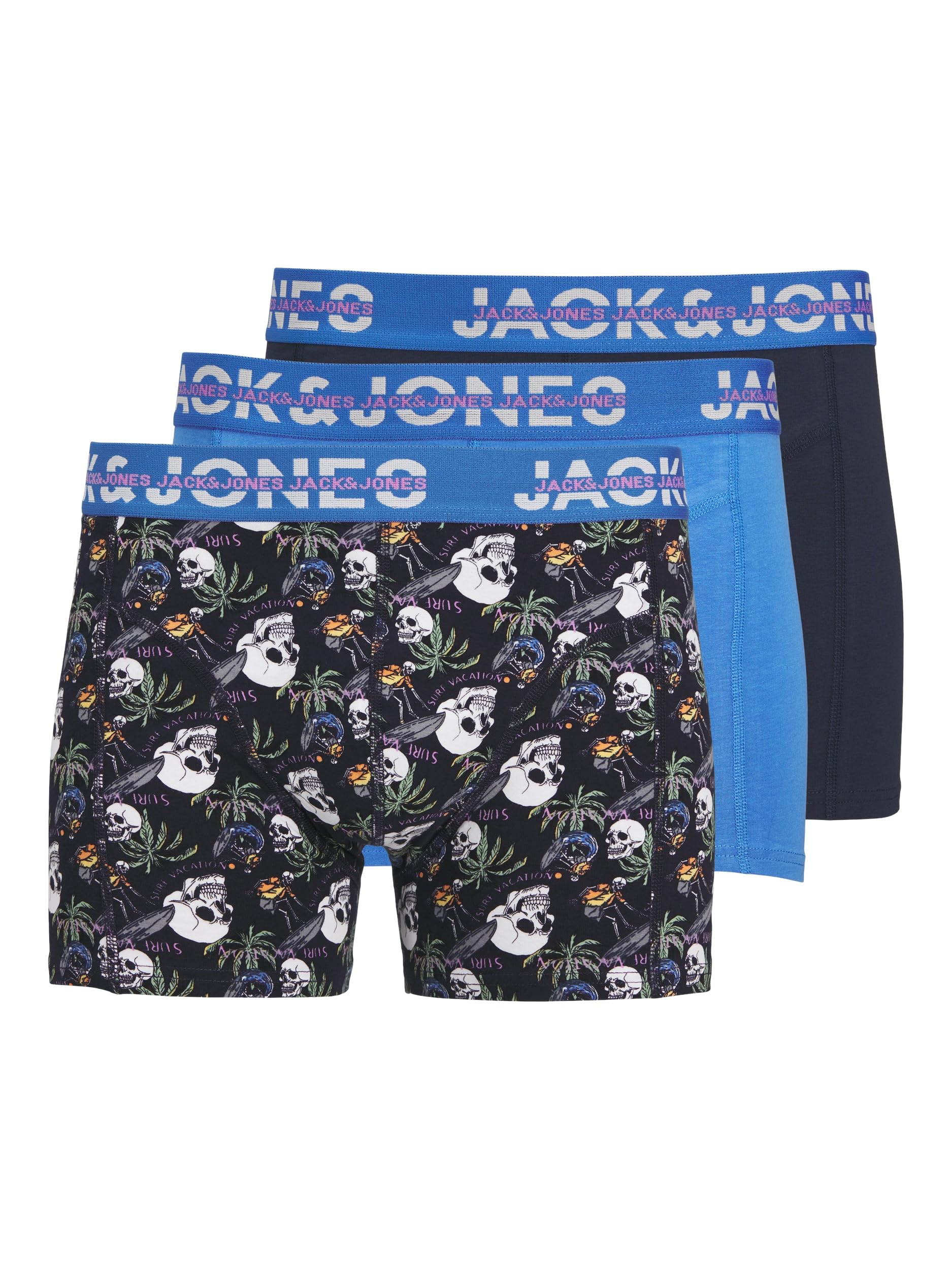 JACK&JONES JUNIOR Jungen JACHAVANA Trunks 3 Pack JNR Boxershorts, Navy Blazer/Pack:French Blue-Navy Blazer, 128 cm