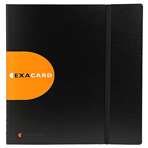 Exacompta 75234E Visitenkartenbuch Exacard in Schwarz mit herausnehmbaren Folien / Kartenetui mit Register / Kartenmappe für 320 Visitenkarten (26,5 x 16 cm)
