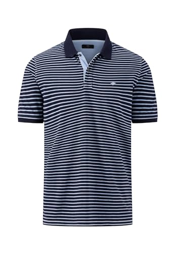FYNCH-HATTON Herren Gestreiftes Jersey-Poloshirt, Navy, 3XL
