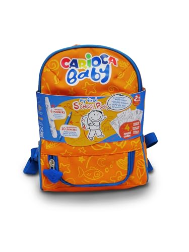 CARIOCA Kinderrucksack | Wasserdichter Kinder-Rucksack für den Kindergarten mit Mal-Set, Schultasche für Kinder ab 2 Jahren mit Buntstiften, Filzstiften und Malvorlagen