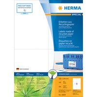 HERMA 10826 Recycling Etiketten DIN A4 (99,1 x 38,1 mm, 100 Blatt, Recycling-Papier) selbstklebend, bedruckbar, permanent haftende Adressaufkleber, 1.400 Klebeetiketten, weiß