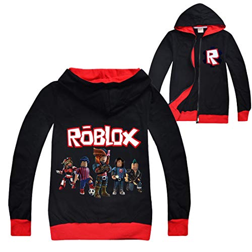 Roblox Jacke mit Reißverschluss, Pullover, Teenager, Mädchen, langärmeliges T-Shirt, Baumwolle, für Herbst und Sport Gr. 134, schwarz 2