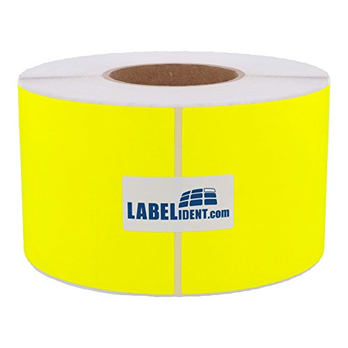Labelident Thermotransfer-Etiketten in leuchtgelb - 101,6 x 152,4 mm - 1.142 Rollenetiketten auf 3 Zoll (76,2 mm) Rolle, Papier, selbstklebend