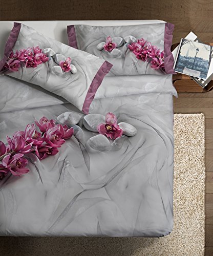 Ipersan Bettbezug Set mit Platziertem fotografisch Druck Asian farbe grau/fuchsie m. 205x240