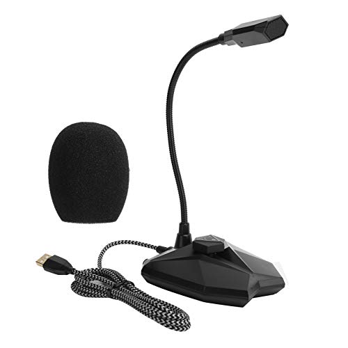Kabelgebundenes Schwanenhalsmikrofon, Kabelgebundener Computermikrofonkondensator mit RGB-Anzeige Live-Chat-Mikrofon für Win10 / 8/7 / Vista, Kabelgebundene Computermikrofonunterstützung (schwarz)