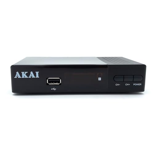 AKAI DVB-T Receiver Terrestrisch - DVB-T HD DVB-T2 und Kabel DVB-C, H265 HEVC, 10 Bit, HDMI, USB, SCART, 1xLAN, 1000 Kanäle, TV und Radio, Dolby Digital, automatische Suche