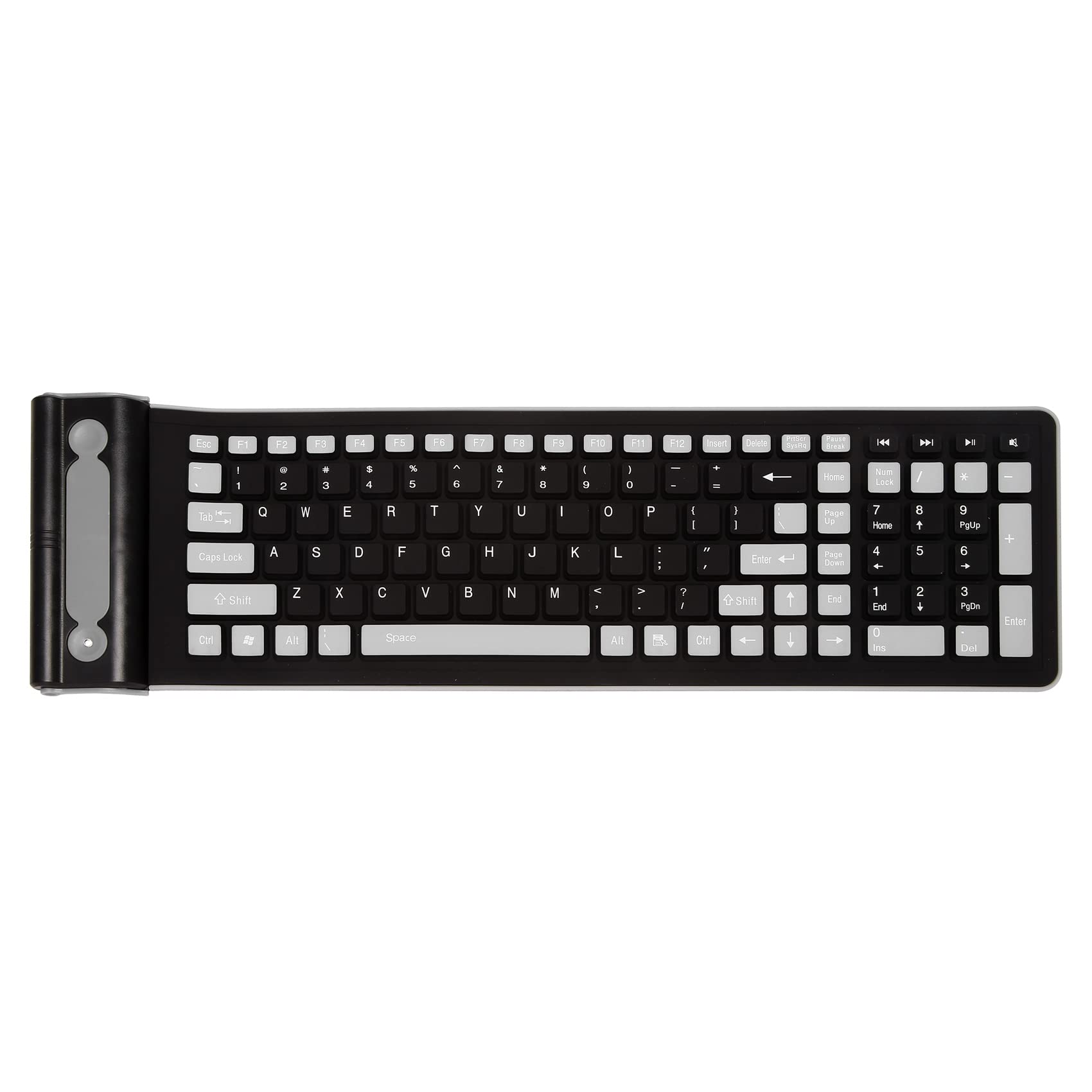 Melitt Tragbare flexible Rolle waschbare weiche Silikon-Tastatur mit USB-Empfänger für PC, Tablet, Laptop